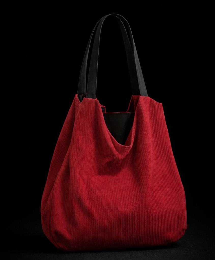 Czerwona Shopper Sztruksowa